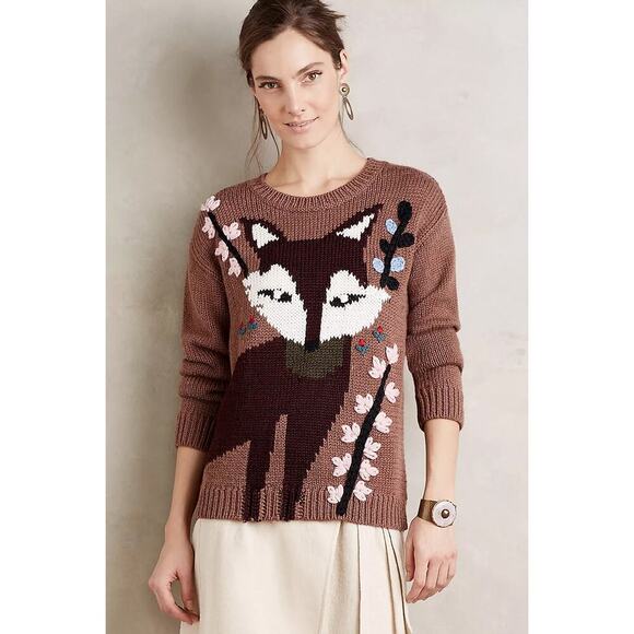 Paul & Joe Sister x Anthropologie Womens Foxy Intarsia Pullover Crewneck Sweater - Picture 2 of 9